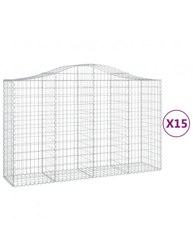 Cesti Gabbioni ad Arco 15 pz 200x50x120/140 cm Ferro Zincato
