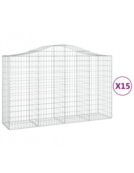 Cesti Gabbioni ad Arco 15 pz 200x50x120/140 cm Ferro Zincato