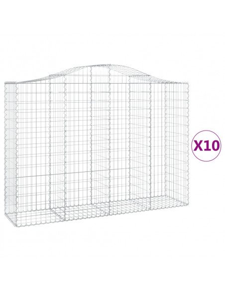 Cesti Gabbioni ad Arco 10 pz 200x50x140/160 cm Ferro Zincato