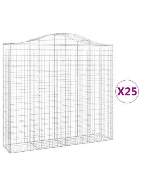 Cesti Gabbioni ad Arco 25 pz 200x50x180/200 cm Ferro Zincato