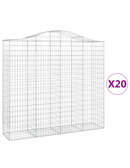 Cesti Gabbioni ad Arco 20 pz 200x50x180/200 cm Ferro Zincato