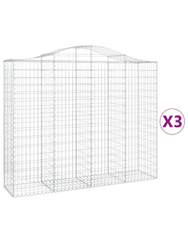 Cesti Gabbioni ad Arco 3 pz 200x50x160/180 cm Ferro Zincato