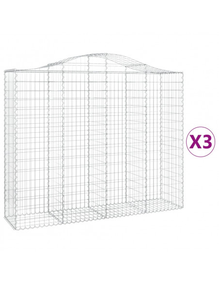 Cesti Gabbioni ad Arco 3 pz 200x50x160/180 cm Ferro Zincato