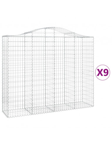 Cesti Gabbioni ad Arco 9 pz 200x50x160/180 cm Ferro Zincato