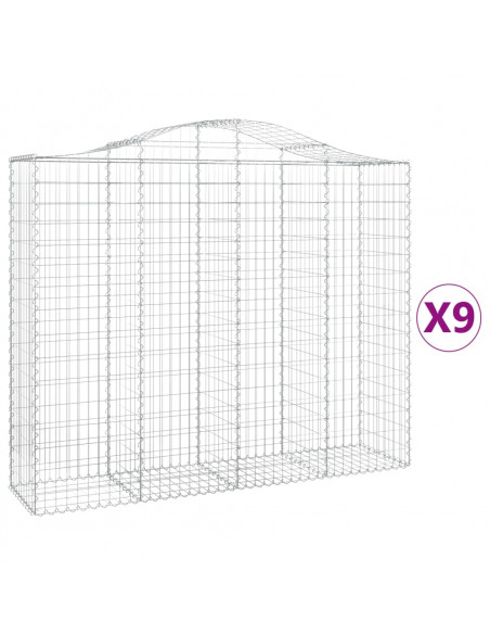 Cesti Gabbioni ad Arco 9 pz 200x50x160/180 cm Ferro Zincato