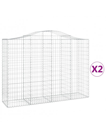 Cesti Gabbioni ad Arco 2 pz 200x50x140/160 cm Ferro Zincato