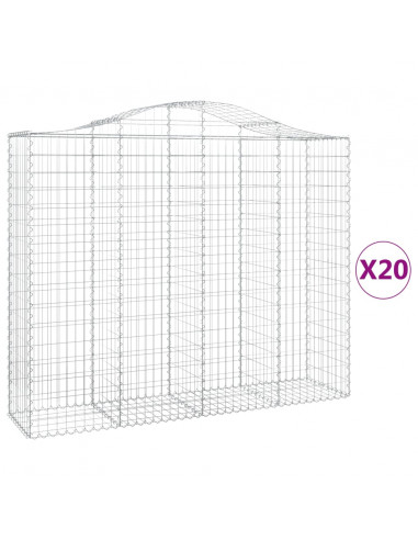 Cesti Gabbioni ad Arco 20 pz 200x50x160/180 cm Ferro Zincato