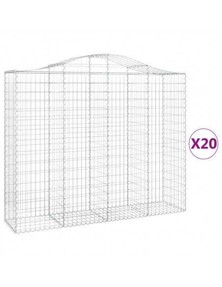 Cesti Gabbioni ad Arco 20 pz 200x50x160/180 cm Ferro Zincato
