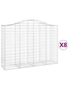 Cesti Gabbioni ad Arco 8 pz 200x50x140/160 cm Ferro Zincato 2