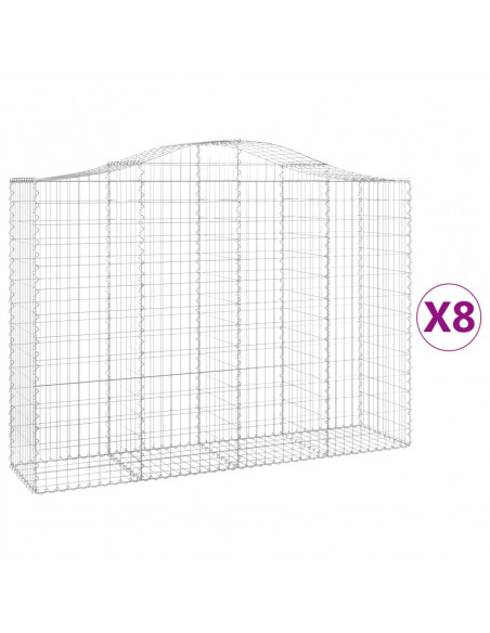 Cesti Gabbioni ad Arco 8 pz 200x50x140/160 cm Ferro Zincato