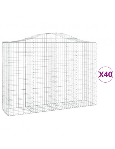 Cesti Gabbioni ad Arco 40 pz 200x50x140/160 cm Ferro Zincato