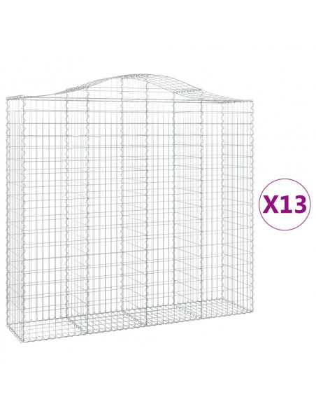 Cesti Gabbioni ad Arco 13 pz 200x50x180/200 cm Ferro Zincato