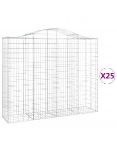 Cesti Gabbioni ad Arco 25 pz 200x50x160/180 cm Ferro Zincato 2