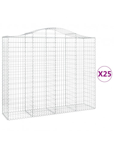 Cesti Gabbioni ad Arco 25 pz 200x50x160/180 cm Ferro Zincato