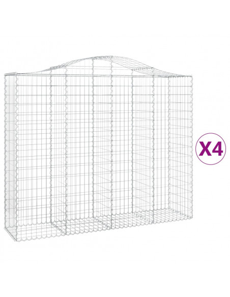 Cesti Gabbioni ad Arco 4 pz 200x50x160/180 cm Ferro Zincato