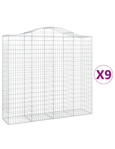 Cesti Gabbioni ad Arco 9 pz 200x50x180/200 cm Ferro Zincato