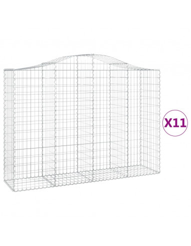 Cesti Gabbioni ad Arco 11 pz 200x50x140/160 cm Ferro Zincato