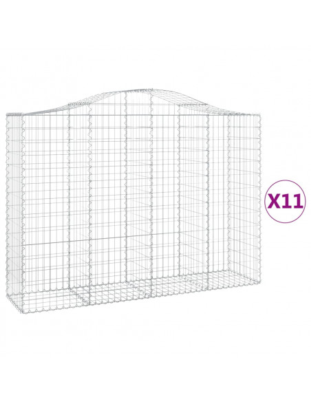 Cesti Gabbioni ad Arco 11 pz 200x50x140/160 cm Ferro Zincato