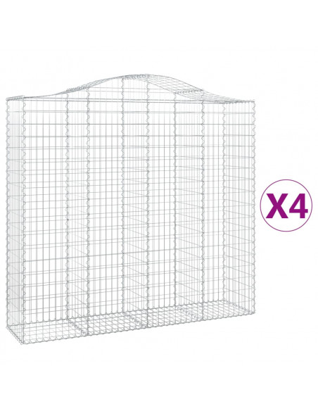 Cesti Gabbioni ad Arco 4 pz 200x50x180/200 cm Ferro Zincato