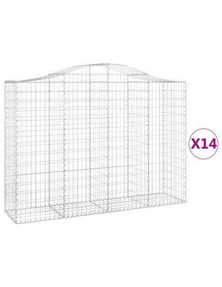 Cesti Gabbioni ad Arco 14 pz 200x50x140/160 cm Ferro Zincato