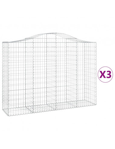Cesti Gabbioni ad Arco 3 pz 200x50x140/160 cm Ferro Zincato