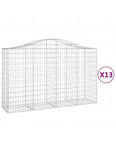 Cesti Gabbioni ad Arco 13 pz 200x50x120/140 cm Ferro Zincato 2