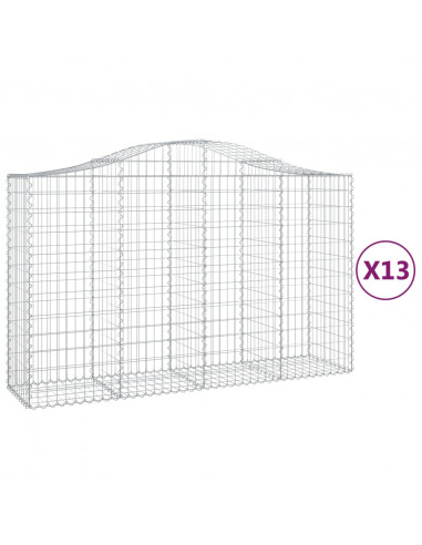 Cesti Gabbioni ad Arco 13 pz 200x50x120/140 cm Ferro Zincato
