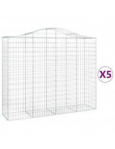 Cesti Gabbioni ad Arco 5 pz 200x50x160/180 cm Ferro Zincato 2