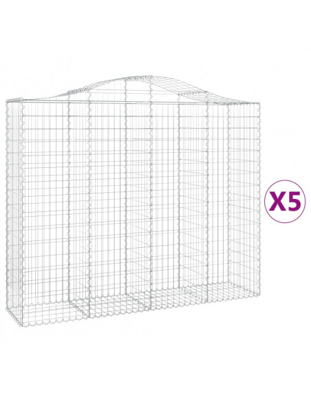 Cesti Gabbioni ad Arco 5 pz 200x50x160/180 cm Ferro Zincato