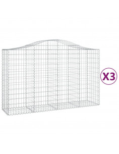 Cesti Gabbioni ad Arco 3 pz 200x50x120/140 cm Ferro Zincato 2