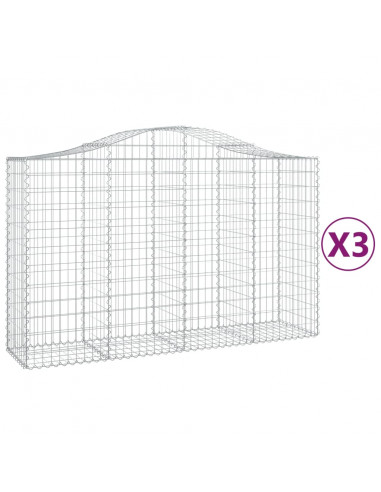 Cesti Gabbioni ad Arco 3 pz 200x50x120/140 cm Ferro Zincato