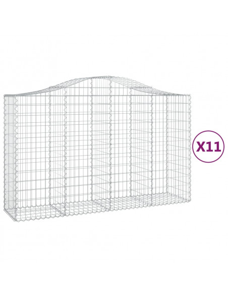 Cesti Gabbioni ad Arco 11 pz 200x50x120/140 cm Ferro Zincato