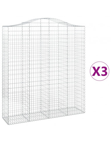 Cesti Gabbioni ad Arco 3 pz 200x50x220/240 cm Ferro Zincato