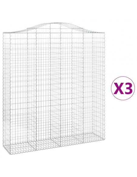Cesti Gabbioni ad Arco 3 pz 200x50x220/240 cm Ferro Zincato