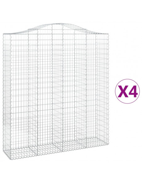 Cesti Gabbioni ad Arco 4 pz 200x50x220/240 cm Ferro Zincato