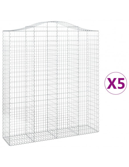 Cesti Gabbioni ad Arco 5 pz 200x50x220/240 cm Ferro Zincato