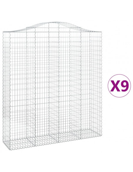 Cesti Gabbioni ad Arco 9 pz 200x50x220/240 cm Ferro Zincato