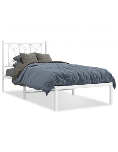 Giroletto con Testiera Metallo Bianco 90x190 cm