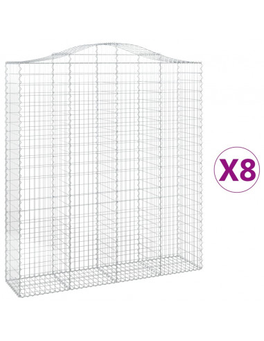 Cesti Gabbioni ad Arco 8 pz 200x50x220/240 cm Ferro Zincato