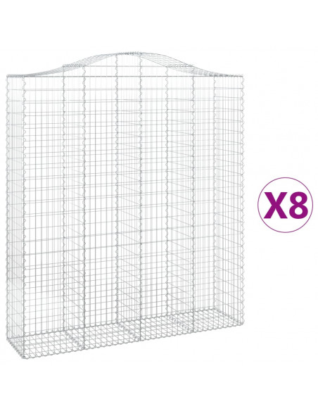 Cesti Gabbioni ad Arco 8 pz 200x50x220/240 cm Ferro Zincato