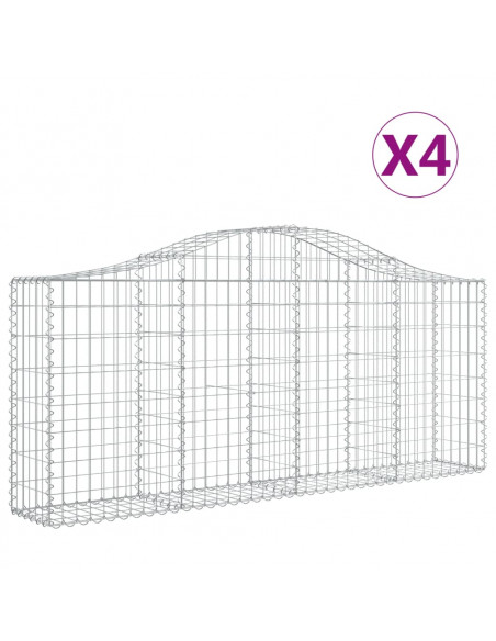 Cesti Gabbioni ad Arco 4 pz 200x30x80/100 cm Ferro Zincato