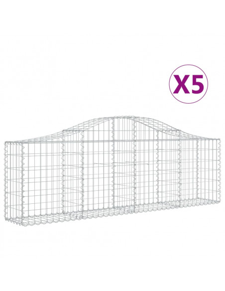 Cesti Gabbioni ad Arco 5 pz 200x30x60/80 cm Ferro Zincato