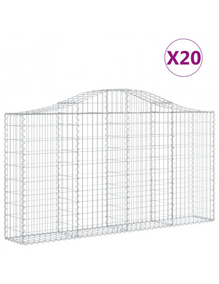 Cesti Gabbioni ad Arco 20 pz 200x30x100/120 cm Ferro Zincato