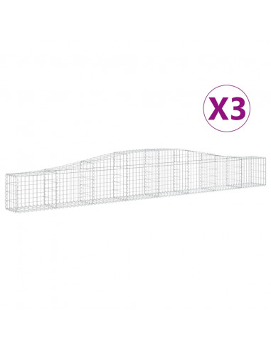 Cesti Gabbioni ad Arco 3 pz 400x30x40/60 cm Ferro Zincato