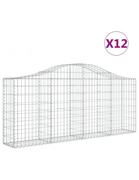 Cesti Gabbioni ad Arco 12 pz 200x30x80/100 cm Ferro Zincato