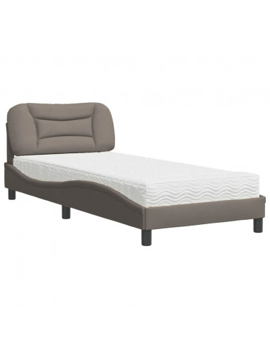 Letto con Materasso Tortora 90x190 cm in Tessuto
