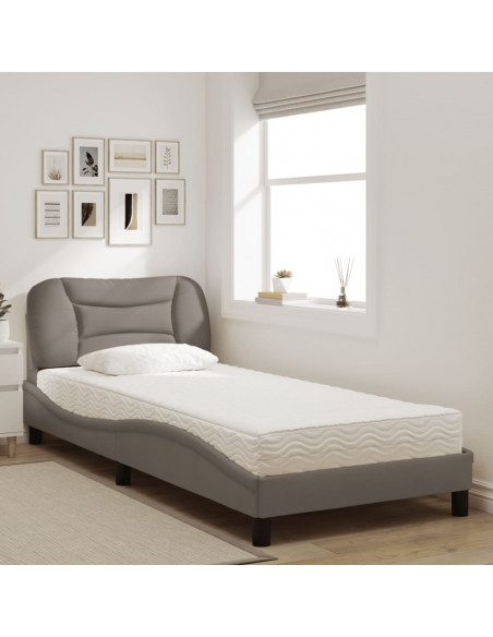Letto con Materasso Tortora 90x190 cm in Tessuto