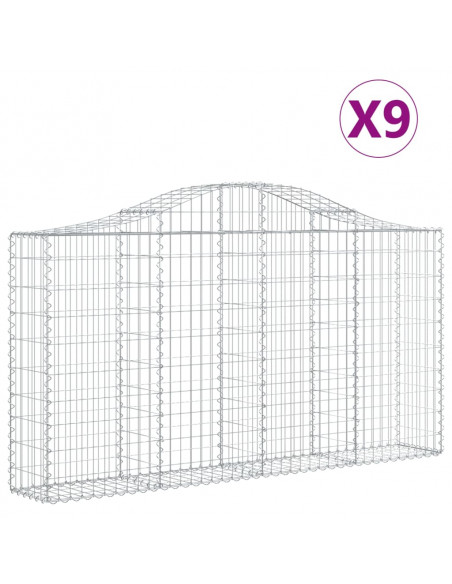 Cesti Gabbioni ad Arco 9 pz 200x30x100/120 cm Ferro Zincato
