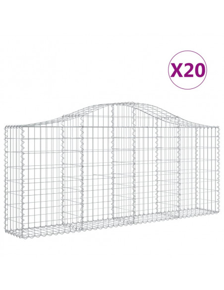 Cesti Gabbioni ad Arco 20 pz 200x30x80/100 cm Ferro Zincato