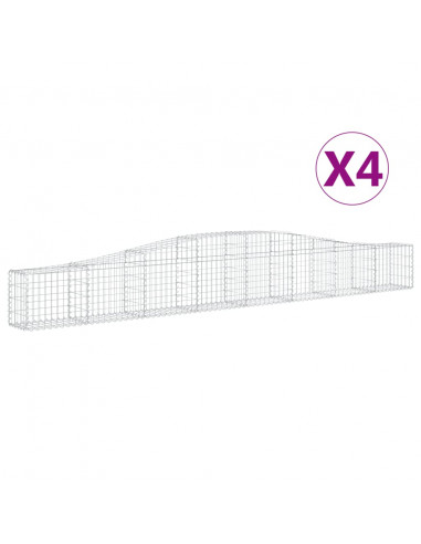Cesti Gabbioni ad Arco 4 pz 400x30x40/60 cm Ferro Zincato